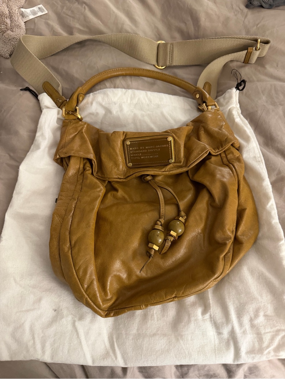 Marc by Marc Jacobs Mustard Leather Drawstring Shoulder Hobo